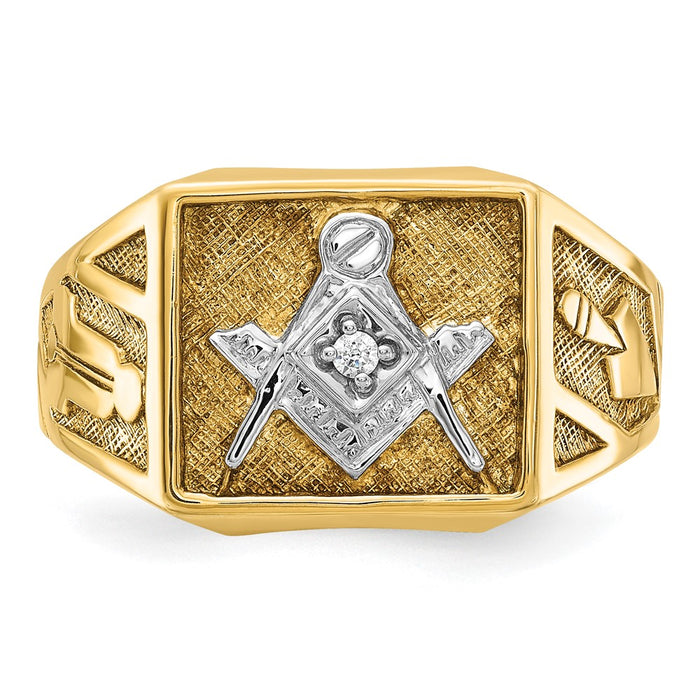 High-quality 10K White Rhodium Masonic Ring with Diamonds - Stylish Lodge Design-4