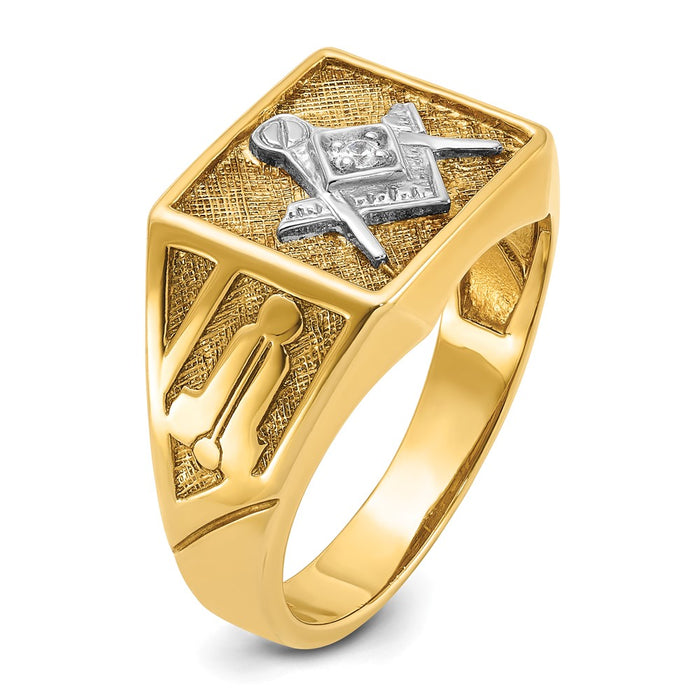 Shop Exclusive 14K White Rhodium Masonic Ring with Diamonds, 10g, Stylish Design-6