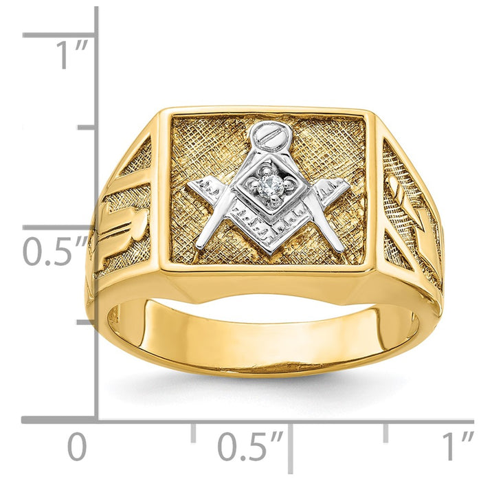 Shop Exclusive 14K White Rhodium Masonic Ring with Diamonds, 10g, Stylish Design-8
