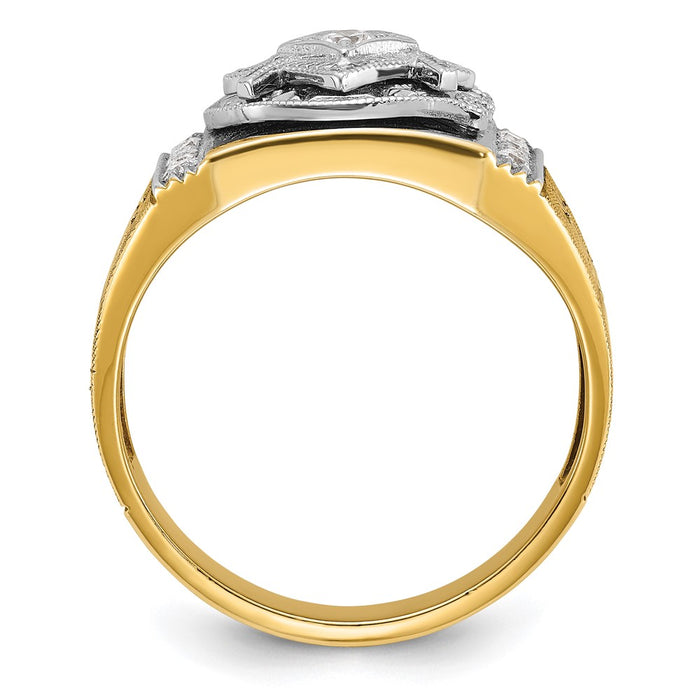 Buy High-Quality 14K Gold Two-Tone Masonic Ring with Diamond Accents-2