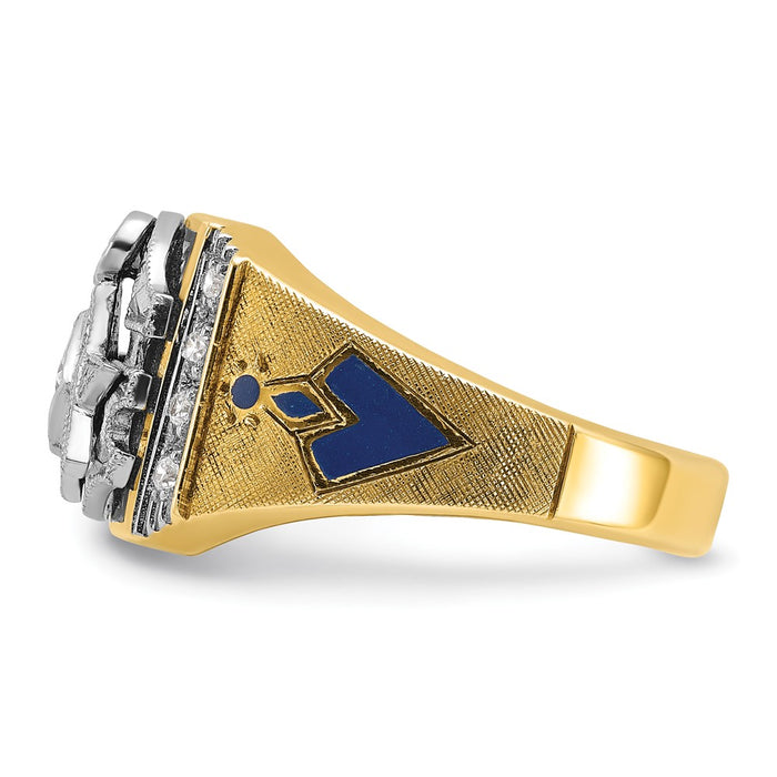 Buy High-Quality 14K Gold Two-Tone Masonic Ring with Diamond Accents-3