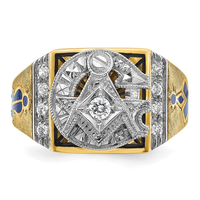 Buy High-Quality 14K Gold Two-Tone Masonic Ring with Diamond Accents-4