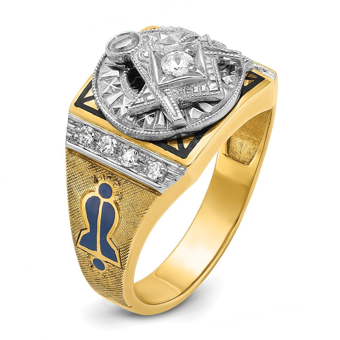 Buy High-Quality 14K Gold Two-Tone Masonic Ring with Diamond Accents-6