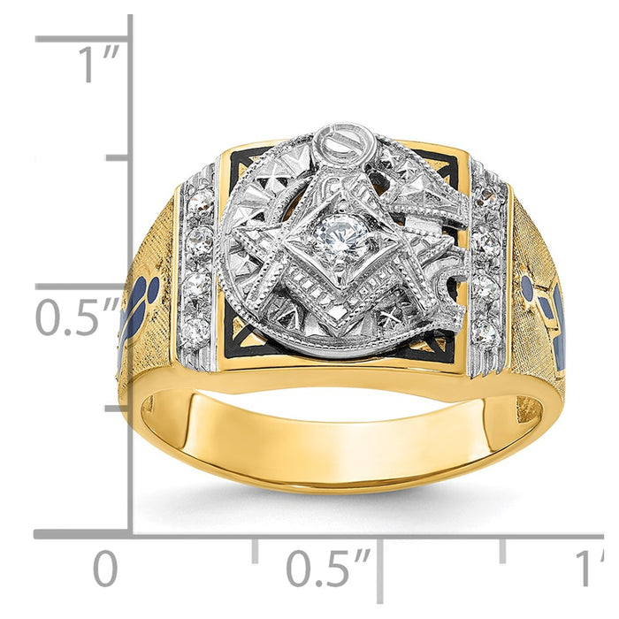 Buy High-Quality 14K Gold Two-Tone Masonic Ring with Diamond Accents-8