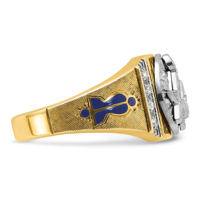 Buy High-Quality 14K Gold Two-Tone Masonic Ring with Diamond Accents-7