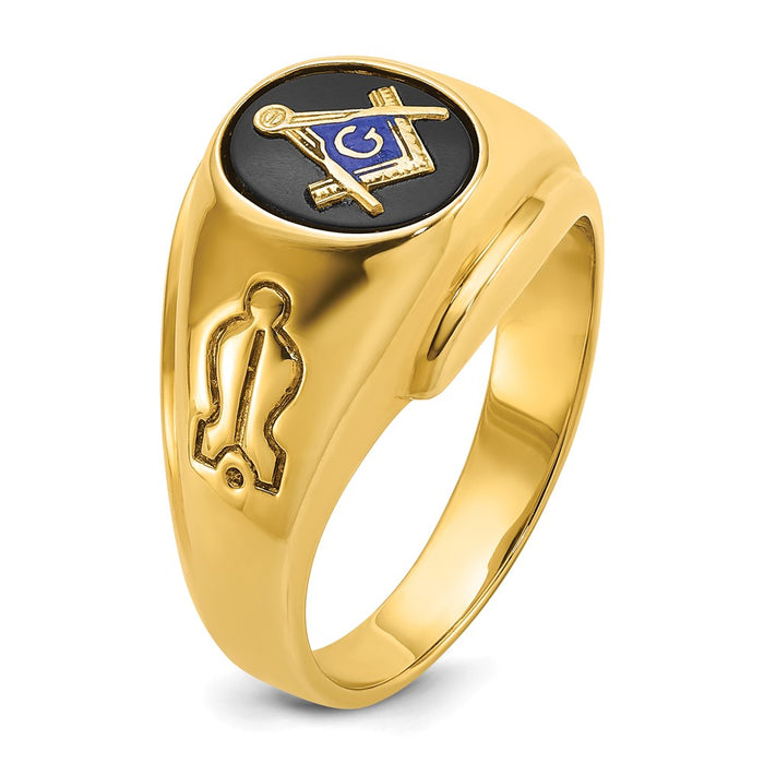 Exclusive 14K Gold Men's Masonic Ring | 0.85mm Grooved Design & Blue Onyx-8