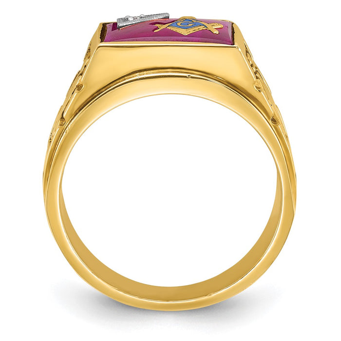 Shop Exclusive 14K Two-Tone Masonic Ring with Ruby & Diamond - Stylish Value!-1