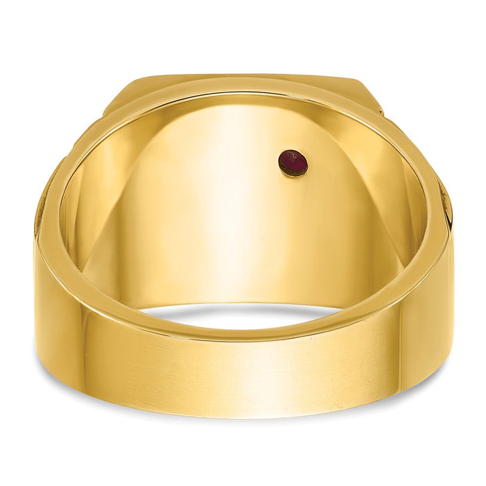Shop Exclusive 14K Two-Tone Masonic Ring with Ruby & Diamond - Stylish Value!-4