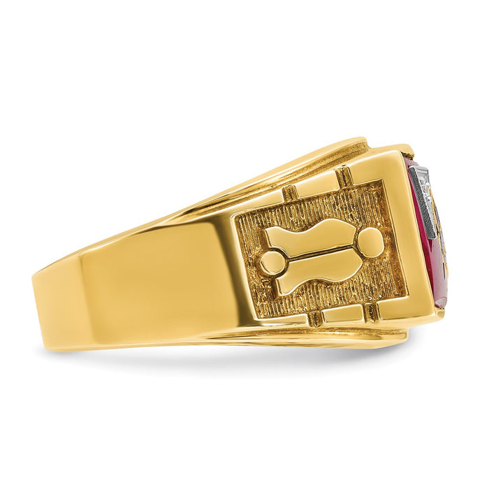 Shop Exclusive 14K Two-Tone Masonic Ring with Ruby & Diamond - Stylish Value!-6