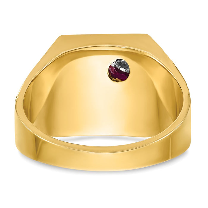 Exclusive 10K Two-Tone Men's Masonic Ring with Ruby & Diamond | Stylish Value-5