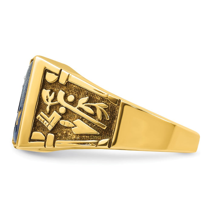 Shop Exclusive 10K Two-Tone Men's Masonic Ring with Lab-Created Sapphire & Diamonds-3