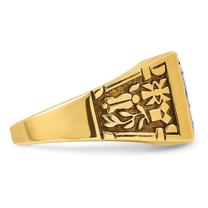 Shop Exclusive 10K Two-Tone Men's Masonic Ring with Lab-Created Sapphire & Diamonds-7