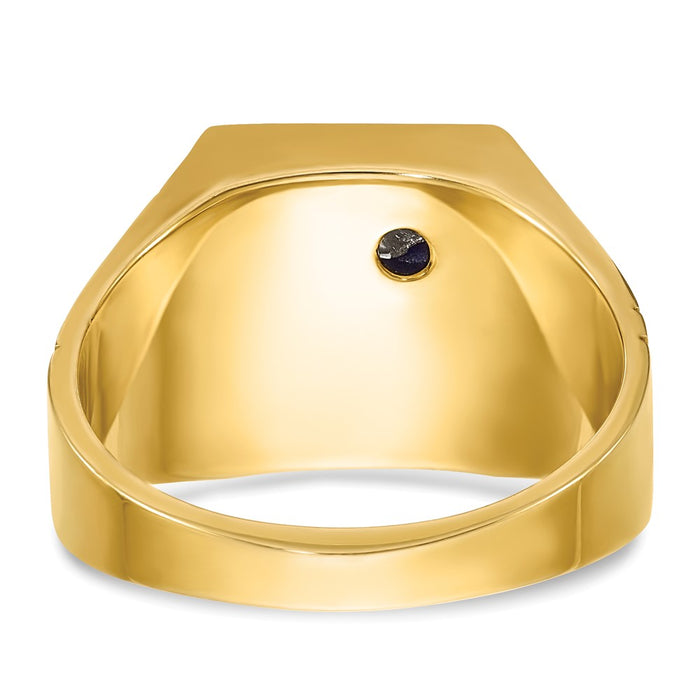 Buy Exclusive 14K Two-Tone Masonic Ring with Lab-Created Sapphire & Diamonds-5