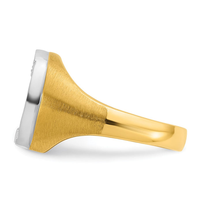 High-Quality 10K Two-Tone Men's Satin Finish Horseshoe Diamond Ring - Stylish Value-5