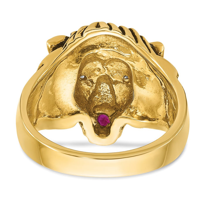 Shop Exclusive 10K IBGoodman Men's Antiqued Lion Ring with Diamond & Ruby Accents-7