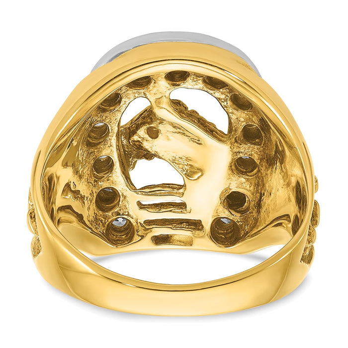 Shop Stylish 10K Two-Tone Men's Diamond Ring - Horse & Horseshoe Design-7