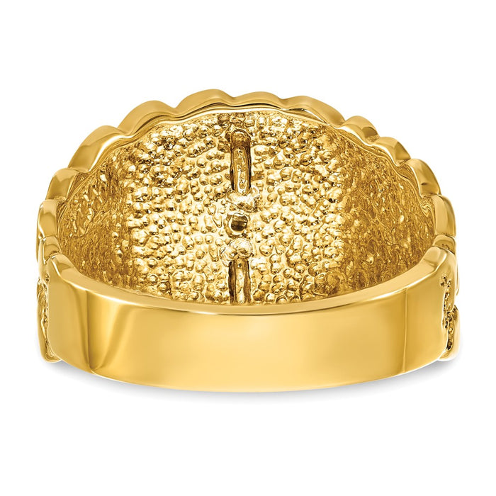 Shop Exclusive 14K Two-Tone Men's Masonic Ring, Polished with Diamond & Nugget Texture-5