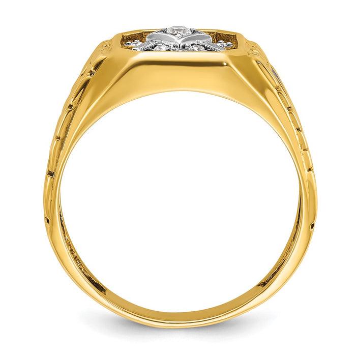 Exclusive 10K Two-Tone Men's Masonic Ring with Diamond Accents - Stylish Value-2