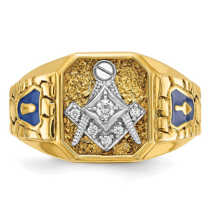 Exclusive 10K Two-Tone Men's Masonic Ring with Diamond Accents - Stylish Value-4