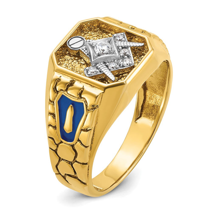 Exclusive 10K Two-Tone Men's Masonic Ring with Diamond Accents - Stylish Value-6