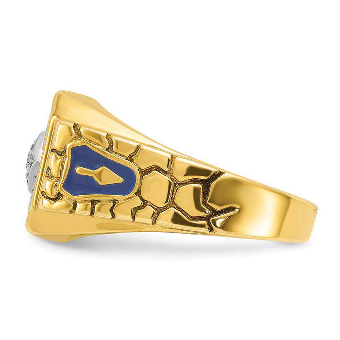 Exclusive 14K Two-Tone Masonic Ring with Blue Enamel & Diamond, 10g Value-5