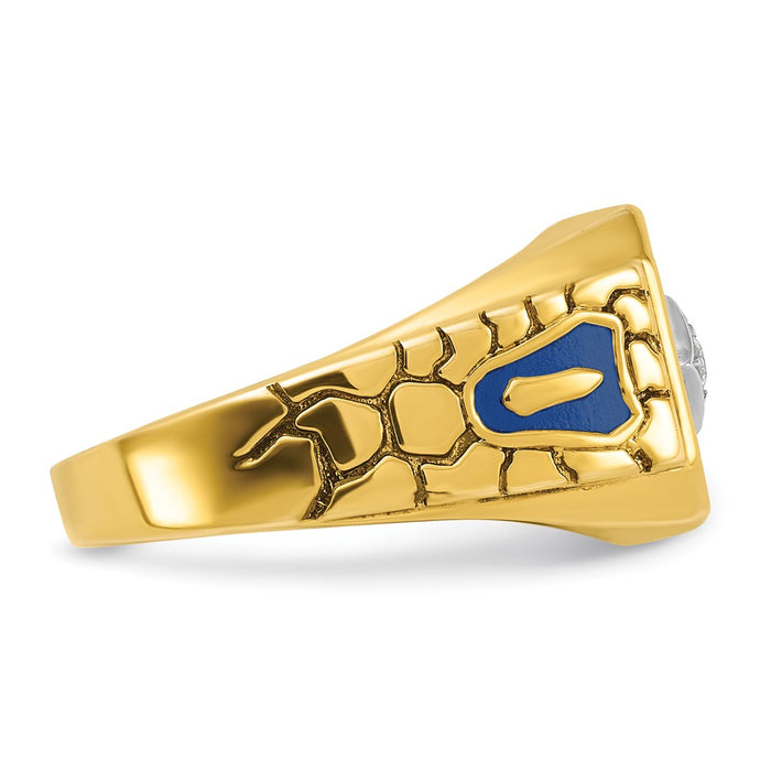 Exclusive 14K Two-Tone Masonic Ring with Blue Enamel & Diamond, 10g Value-9