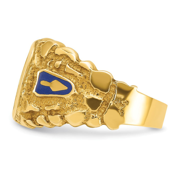 Exclusive 10K Men's Masonic Ring with Lab-Created Sapphire - Stylish Design-4