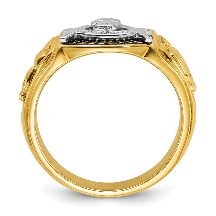 Exclusive 10K Two-Tone Men's Masonic Ring - Polished, Textured, Stylish Design-2