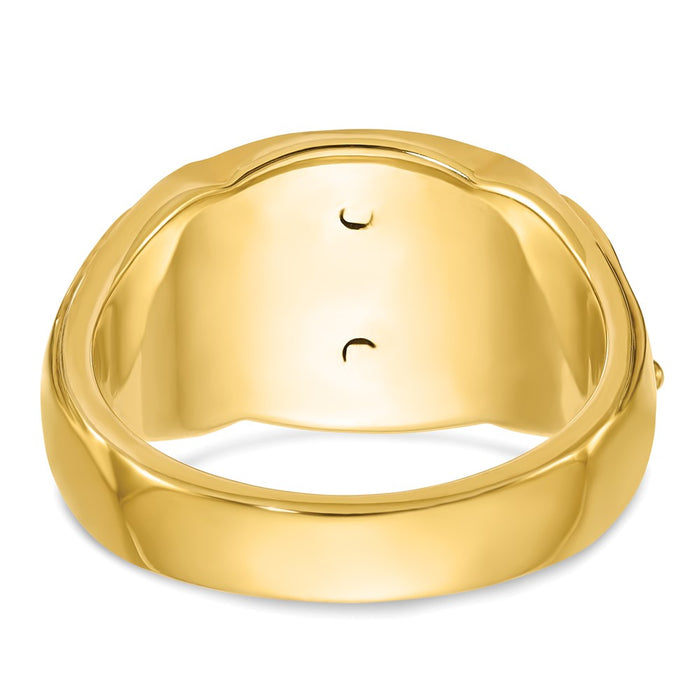 Exclusive 10K Two-Tone Men's Masonic Ring - Polished, Textured, Stylish Design-7