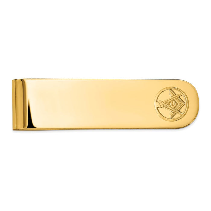 Buy Stylish 14K Gold Men's Polished Masonic Circle Money Clip - 2.5" Compact-1