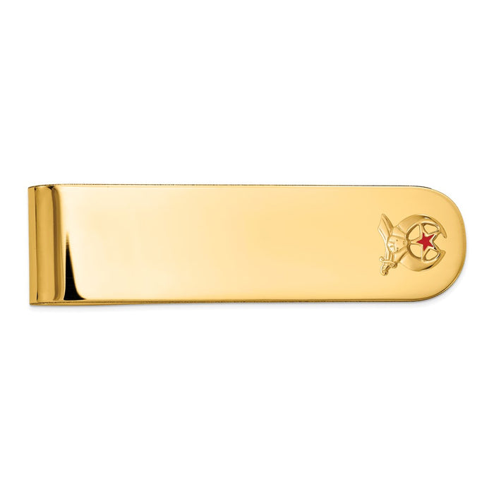 Buy Stylish 14K Gold Men's Polished Red Enamel Masonic Money Clip - Small Size-1