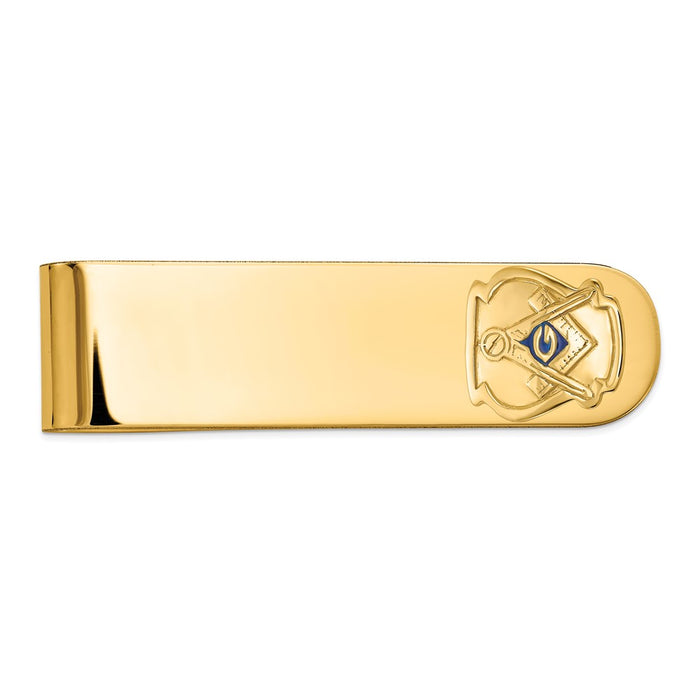 Buy Exclusive 14K Gold Men's Money Clip - Polished & Textured, Stylish Masonic Design-1