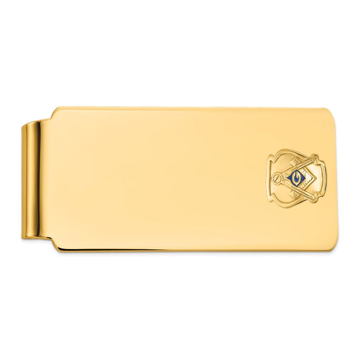 Buy Stylish 14K Gold Men's Large Money Clip - Polished, Textured, Blue Enamel-1