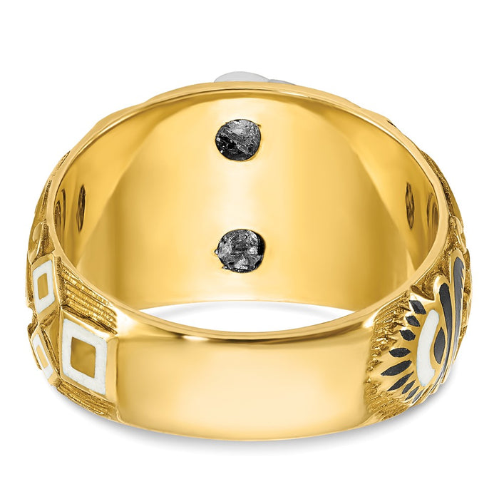 Exclusive 10k Two-Tone Men's Masonic Ring - Stylish Polished Enamel Design-5