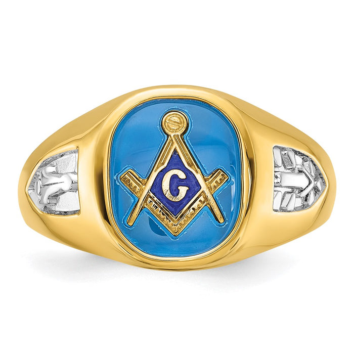Shop Exclusive 10k White Rhodium Lodge Master Masonic Ring with Blue Sapphire - Stylish Value!-6