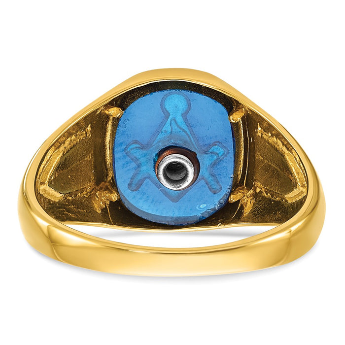 Shop Exclusive 10k White Rhodium Lodge Master Masonic Ring with Blue Sapphire - Stylish Value!-7