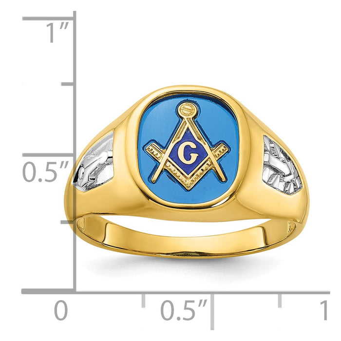 Shop Exclusive 10k White Rhodium Lodge Master Masonic Ring with Blue Sapphire - Stylish Value!-3