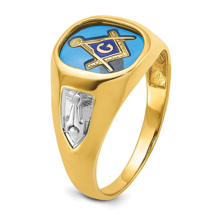 Exclusive 14K Gold Men's Masonic Ring with Blue Sapphire | Stylish & Affordable-8