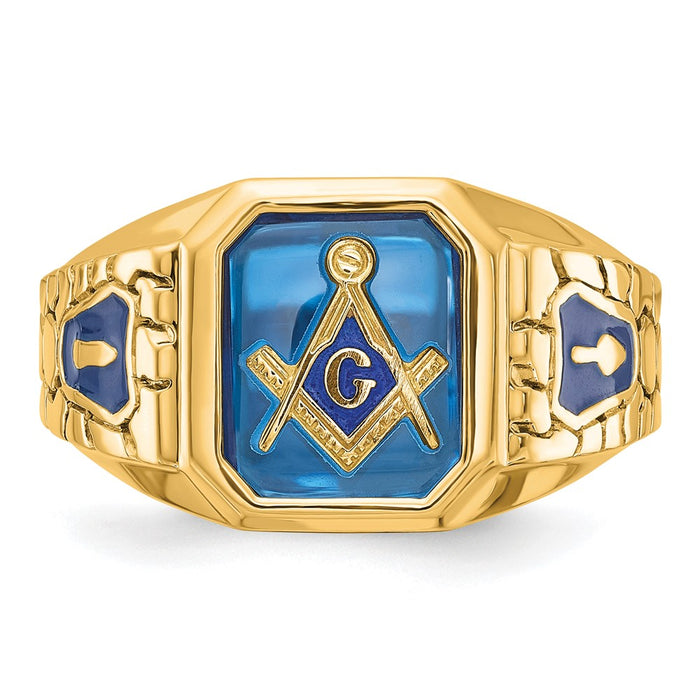 Exclusive 10K Men's Masonic Ring with Lab-Created Sapphire - Stylish Value-4