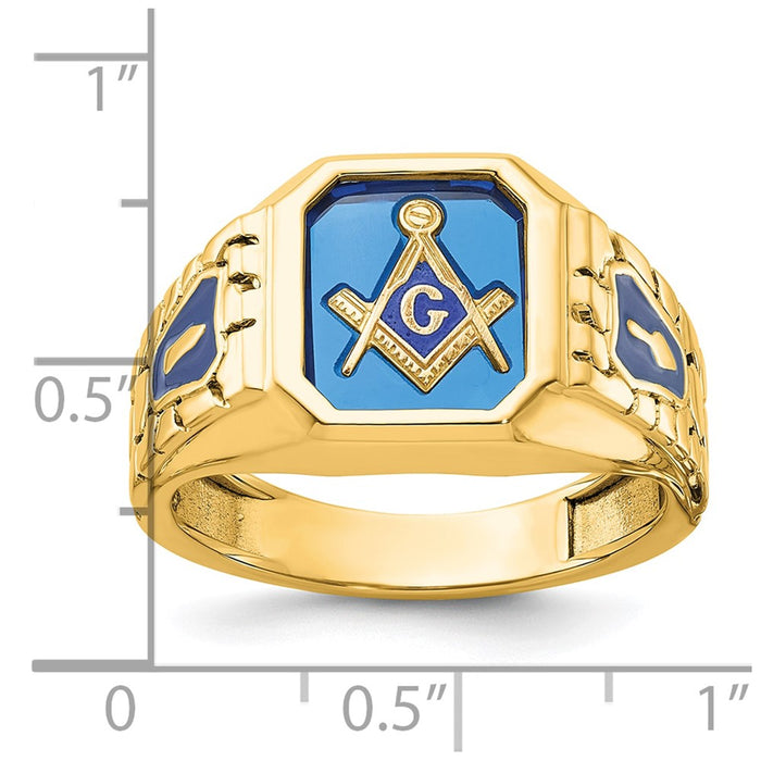 Exclusive 10K Men's Masonic Ring with Lab-Created Sapphire - Stylish Value-8