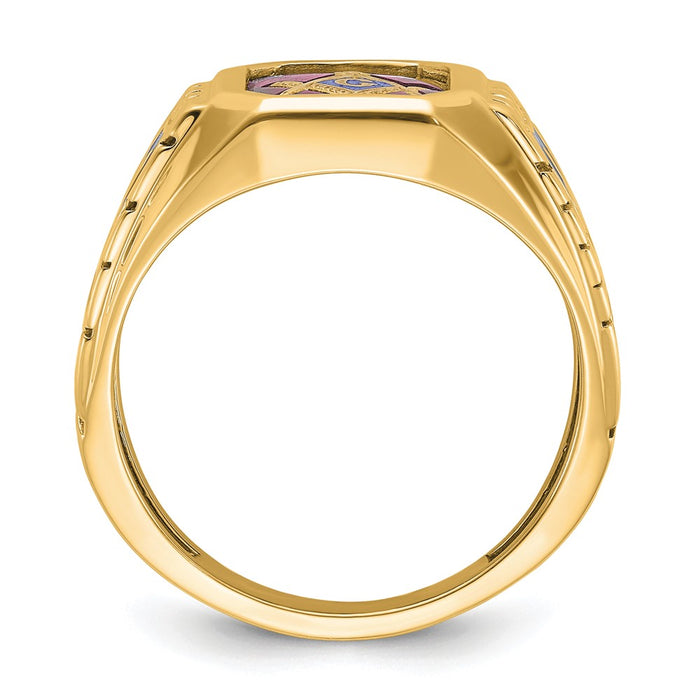 High-Quality 14K Gold Masonic Ring with Lab-Created Ruby - Stylish Value!-2