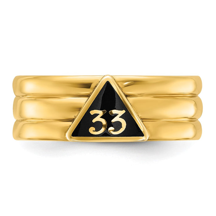 Exclusive 10K Men's Masonic Ring - Polished Grooved Design, Affordable Style-4
