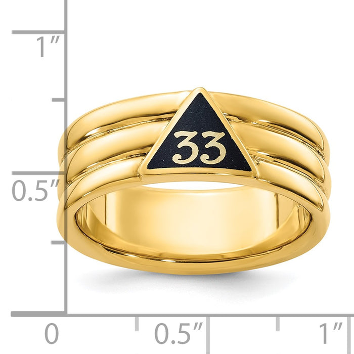 Exclusive 10K Men's Masonic Ring - Polished Grooved Design, Affordable Style-7