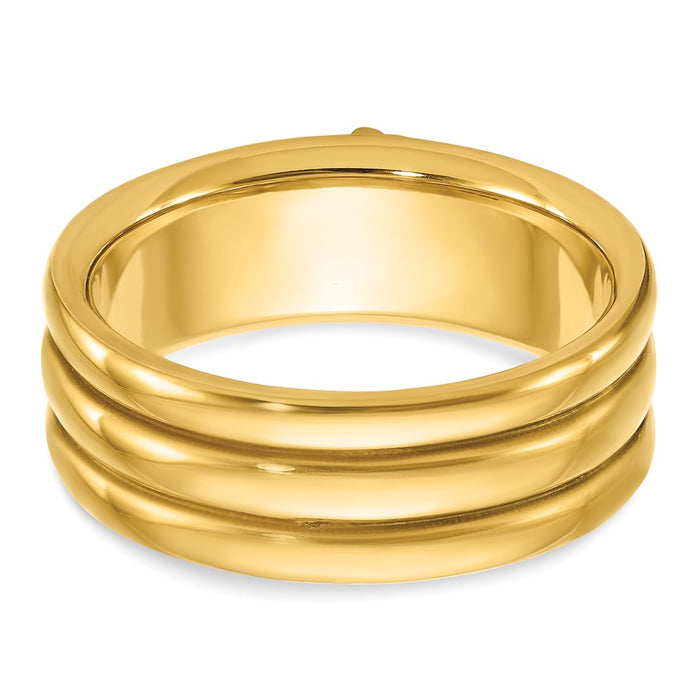 Shop Exclusive 14K Men's Polished Masonic Ring - Stylish Grooved Design, 33rd Degree-5