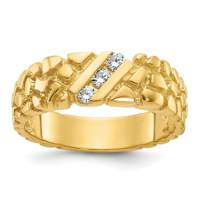 Exclusive 10K Gold Men's Diamond Nugget Ring - Stylish Design, Affordable Price-1