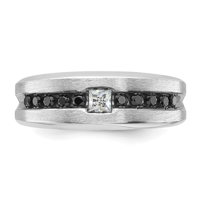 High-Quality Men's 14K White Gold Ring with Diamonds - Stylish Black Rhodium Finish-5