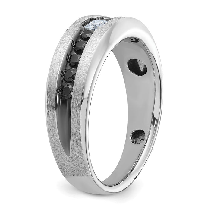 High-Quality Men's 14K White Gold Ring with Diamonds - Stylish Black Rhodium Finish-7