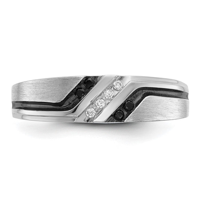 Exclusive 14K White Gold Men's Ring with 1/8 Carat Diamonds - Stylish Finish-5