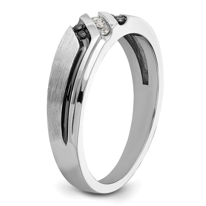 Exclusive 14K White Gold Men's Ring with 1/8 Carat Diamonds - Stylish Finish-7