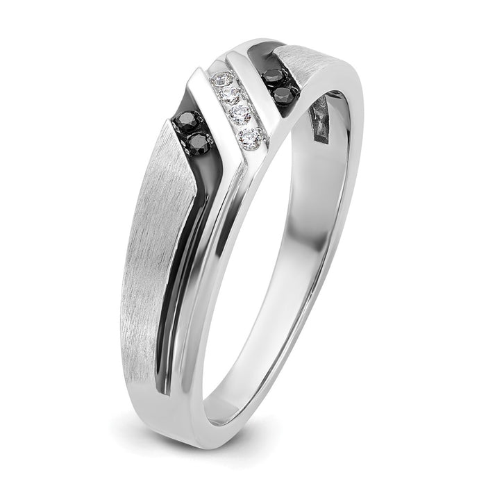 Exclusive 14K White Gold Men's Ring with 1/8 Carat Diamonds - Stylish Finish-8